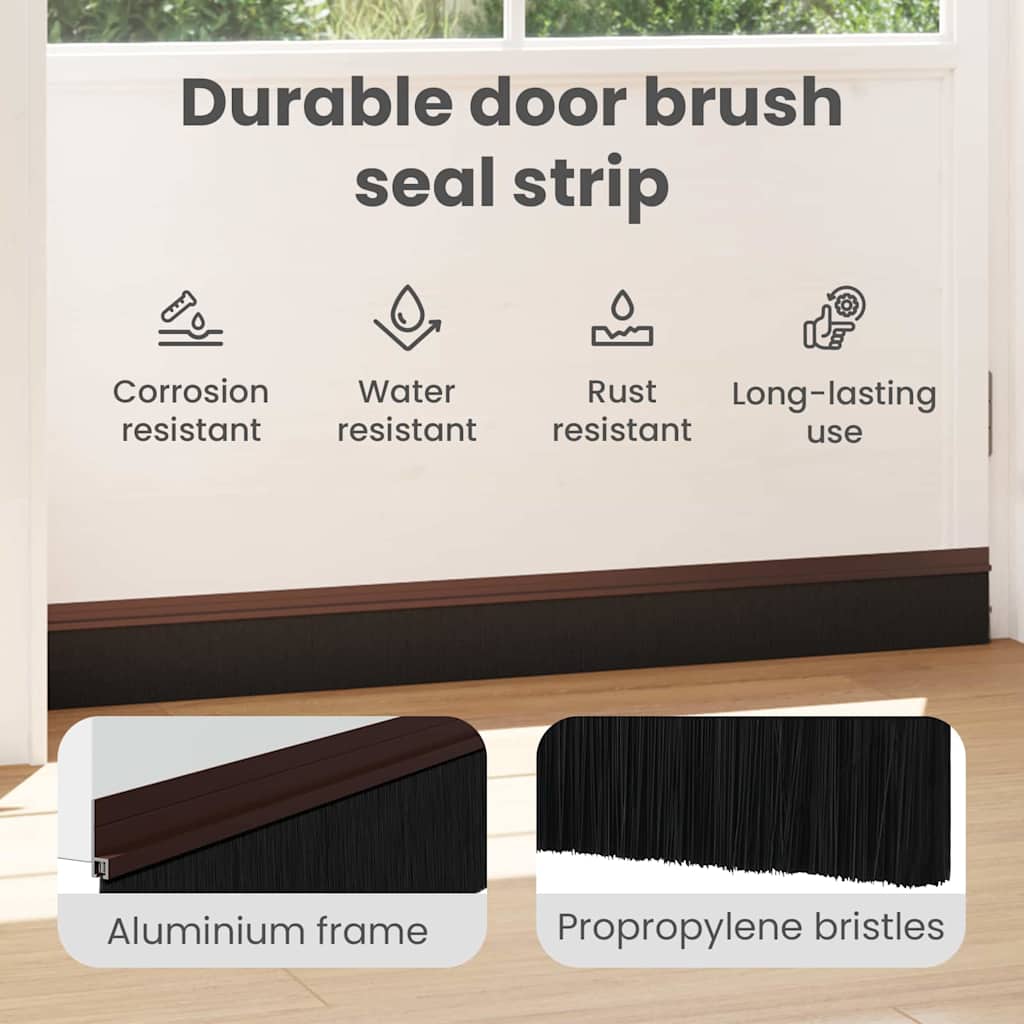 Self-adhesive Door Brush Seals 6 pcs Brown 100 cm