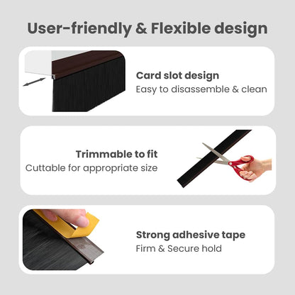 Self-adhesive Door Brush Seals 6 pcs Brown 100 cm