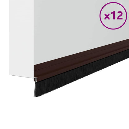 Self-adhesive Door Brush Seals 12 pcs Brown 100 cm