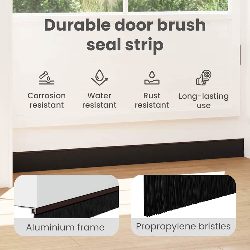 Self-adhesive Door Brush Seals 2 pcs Brown 100 cm