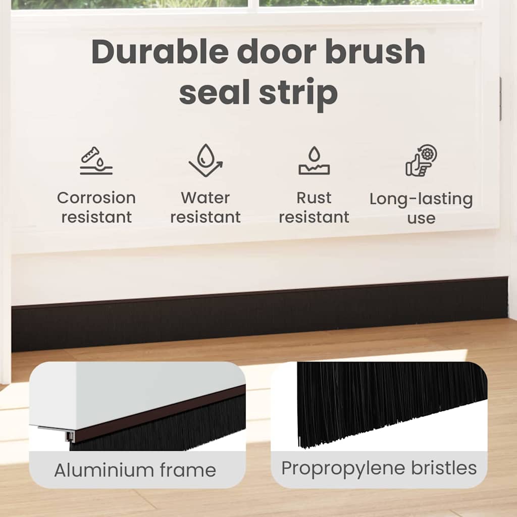 Self-adhesive Door Brush Seals 2 pcs Brown 100 cm