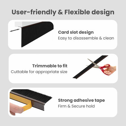 Self-adhesive Door Brush Seals 2 pcs Brown 100 cm