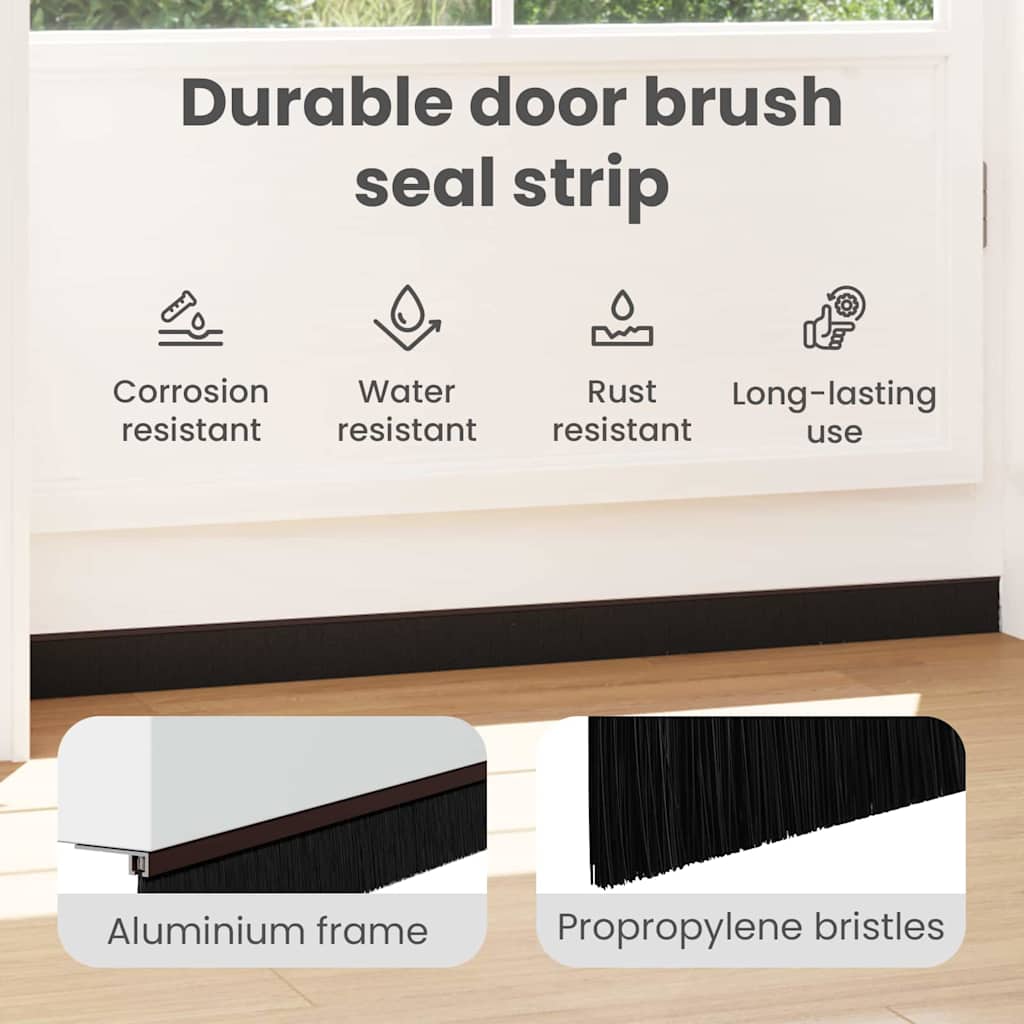 Self-adhesive Door Brush Seals 12 pcs Brown 100 cm