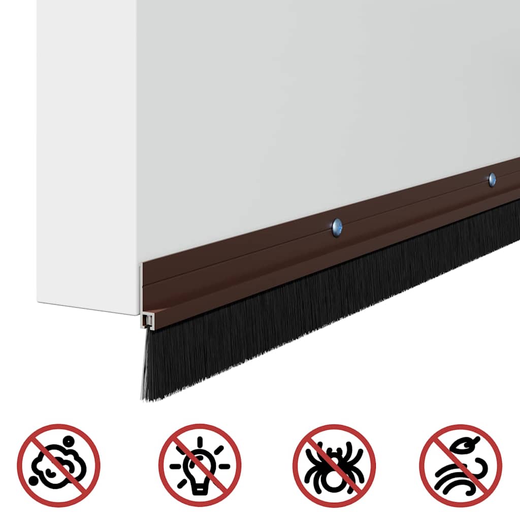 Screw-on Door Brush Seals 2 pcs Brown 100 cm Aluminium Alloy