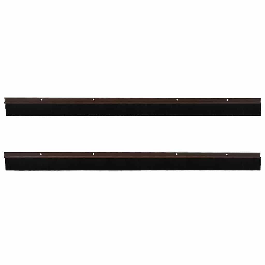 Screw-on Door Brush Seals 2 pcs Brown 100 cm Aluminium Alloy