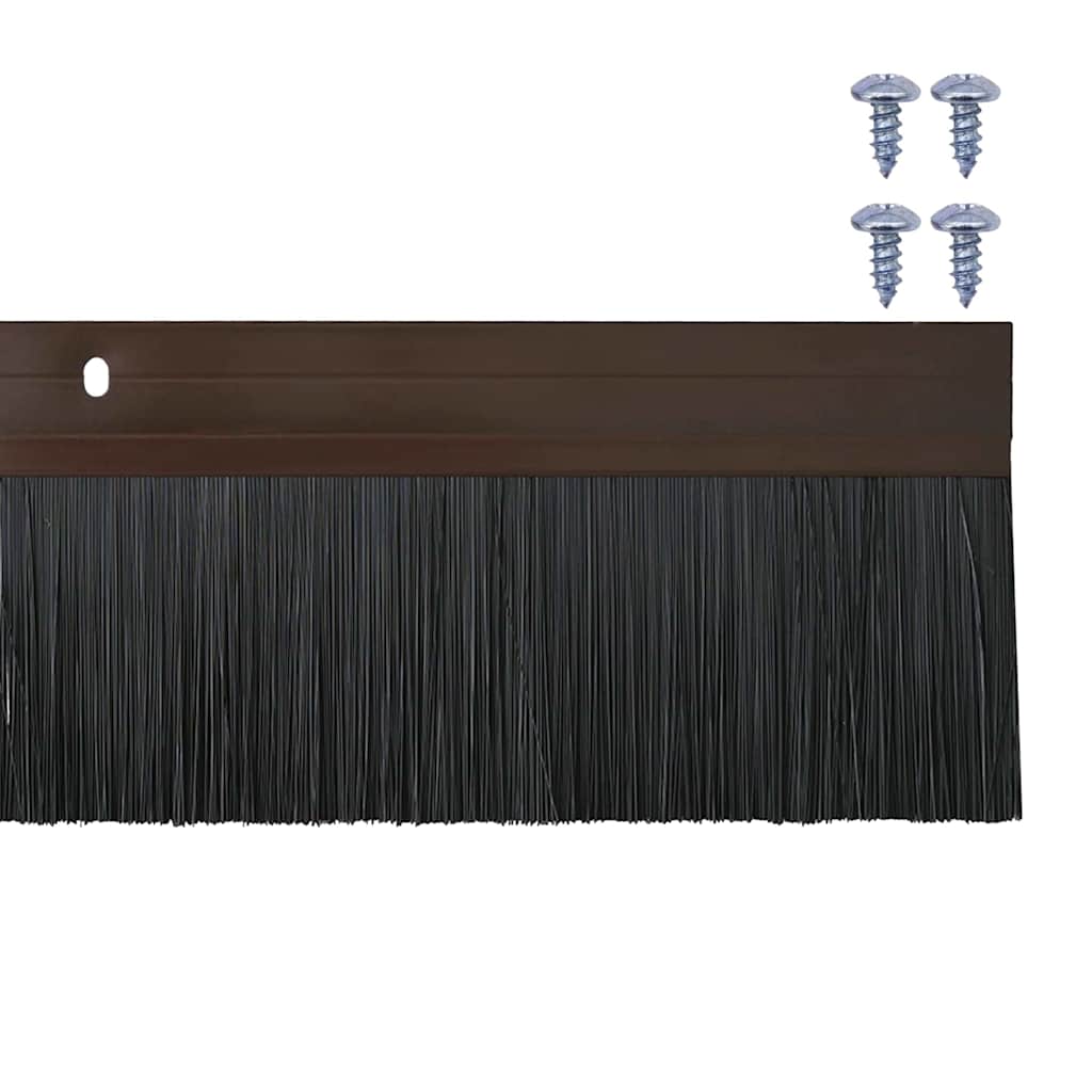 Screw-on Door Brush Seals 2 pcs Brown 100 cm Aluminium Alloy