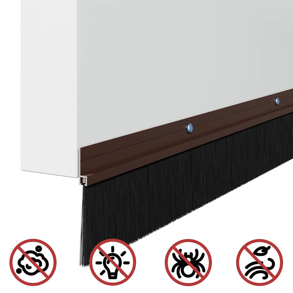 Screw-on Door Brush Seals 2 pcs Brown 100 cm Aluminium Alloy