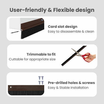 Screw-on Door Brush Seals 6 pcs Brown 100 cm Aluminium Alloy