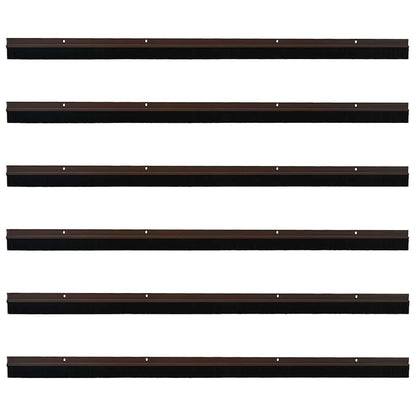 Screw-on Door Brush Seals 6 pcs Brown 100 cm Aluminium Alloy