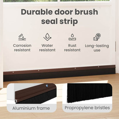 Screw-on Door Brush Seals 6 pcs Brown 100 cm Aluminium Alloy