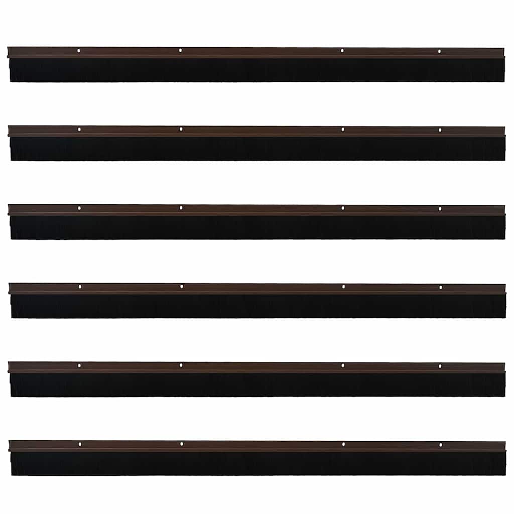 Screw-on Door Brush Seals 6 pcs Brown 100 cm Aluminium Alloy