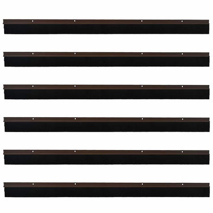 Screw-on Door Brush Seals 6 pcs Brown 100 cm Aluminium Alloy
