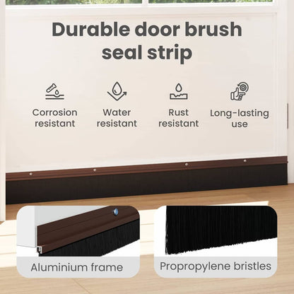 Screw-on Door Brush Seals 6 pcs Brown 100 cm Aluminium Alloy
