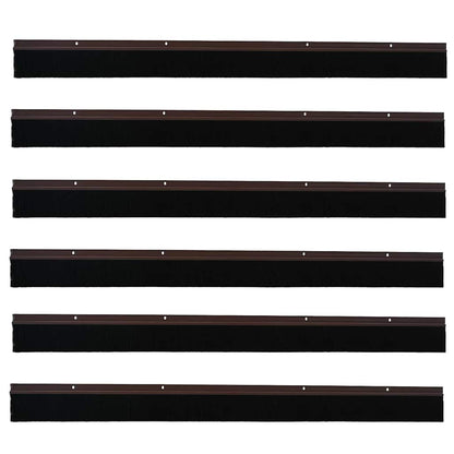Screw-on Door Brush Seals 6 pcs Brown 100 cm Aluminium Alloy