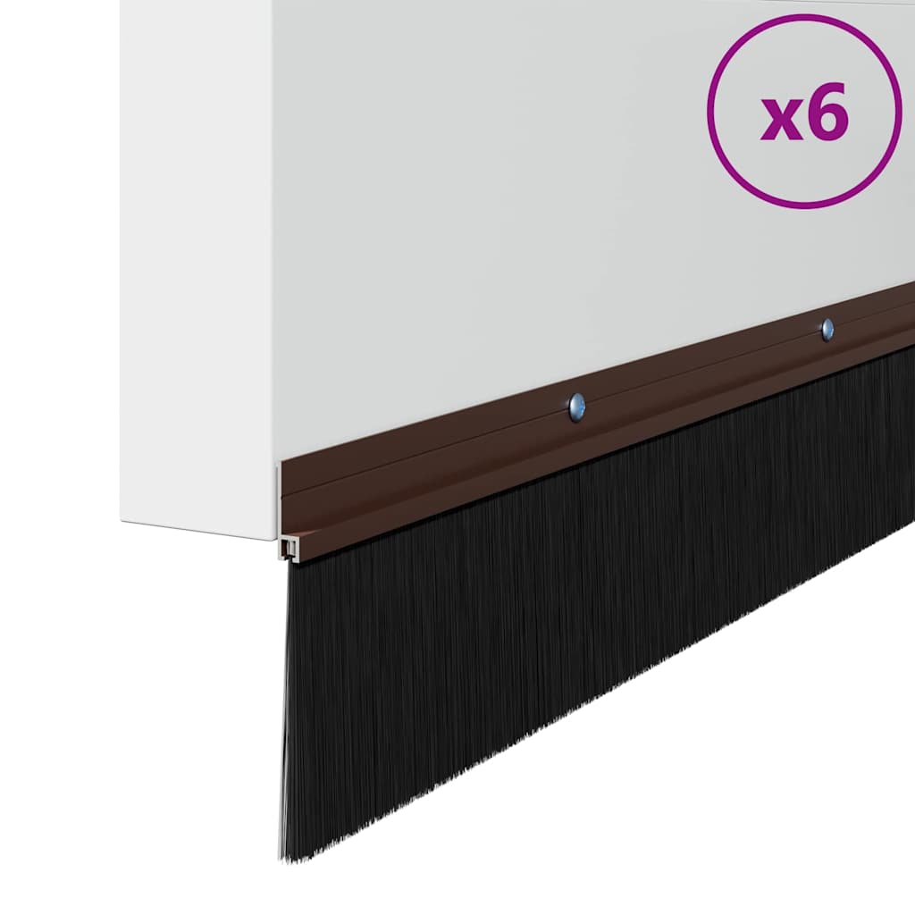 Screw-on Door Brush Seals 6 pcs Brown 100 cm Aluminium Alloy