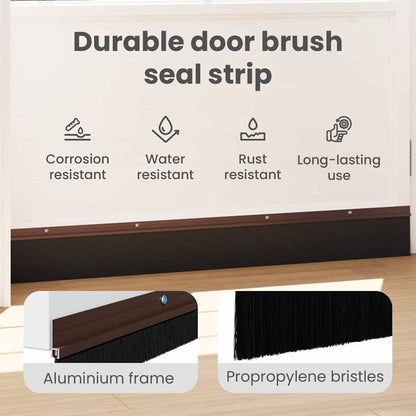 Screw-on Door Brush Seals 6 pcs Brown 100 cm Aluminium Alloy