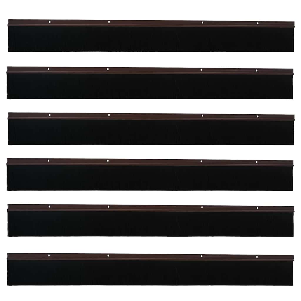 Screw-on Door Brush Seals 6 pcs Brown 100 cm Aluminium Alloy