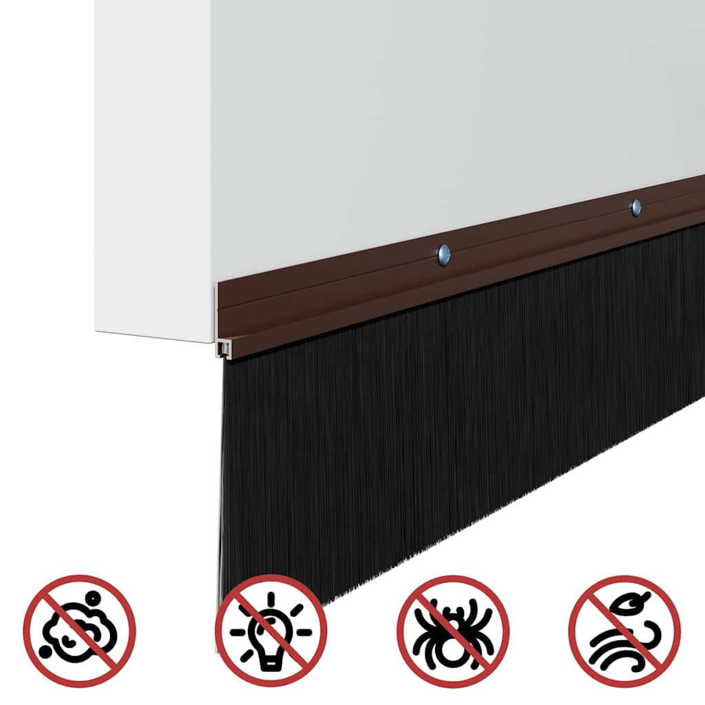 Screw-on Door Brush Seals 12 pcs Brown 100 cm Aluminium Alloy