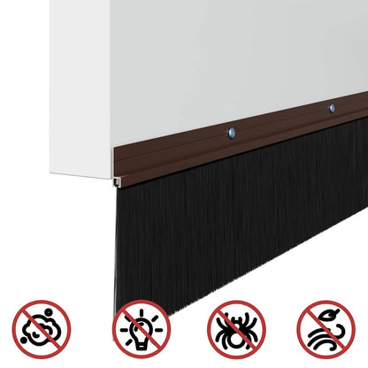 Screw-on Door Brush Seals 12 pcs Brown 100 cm Aluminium Alloy