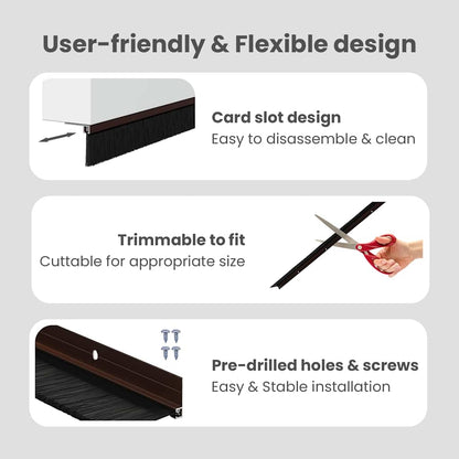 Screw-on Door Brush Seals 2 pcs Brown 100 cm Aluminium Alloy
