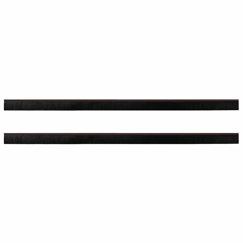 Screw-on Door Brush Seals 2 pcs Brown 100 cm Aluminium Alloy