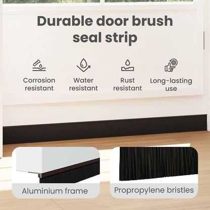 Screw-on Door Brush Seals 2 pcs Brown 100 cm Aluminium Alloy