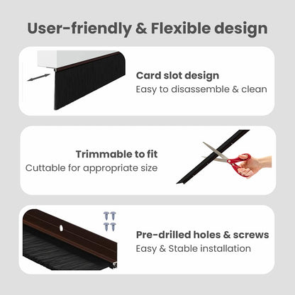 Screw-on Door Brush Seals 2 pcs Brown 100 cm Aluminium Alloy