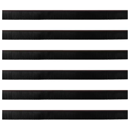 Screw-on Door Brush Seals 6 pcs Brown 100 cm Aluminium Alloy