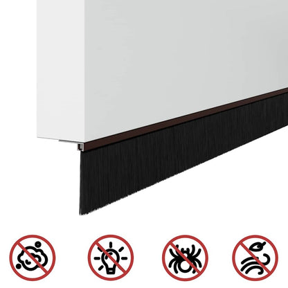 Screw-on Door Brush Seals 6 pcs Brown 100 cm Aluminium Alloy