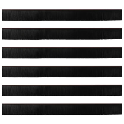 Screw-on Door Brush Seals 6 pcs Brown 100 cm Aluminium Alloy