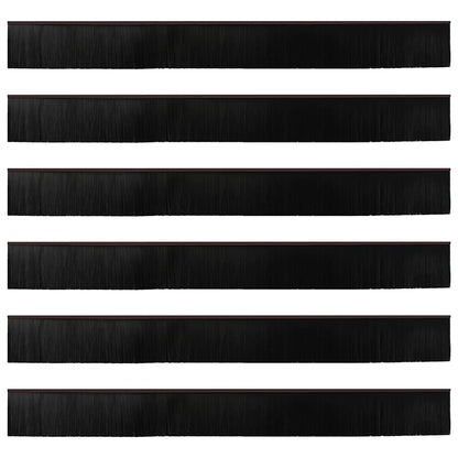 Screw-on Door Brush Seals 6 pcs Brown 100 cm Aluminium Alloy