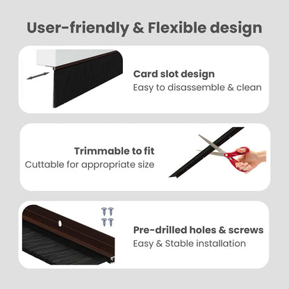 Screw-on Door Brush Seals 12 pcs Brown 100 cm Aluminium Alloy