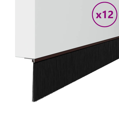 Screw-on Door Brush Seals 12 pcs Brown 100 cm Aluminium Alloy