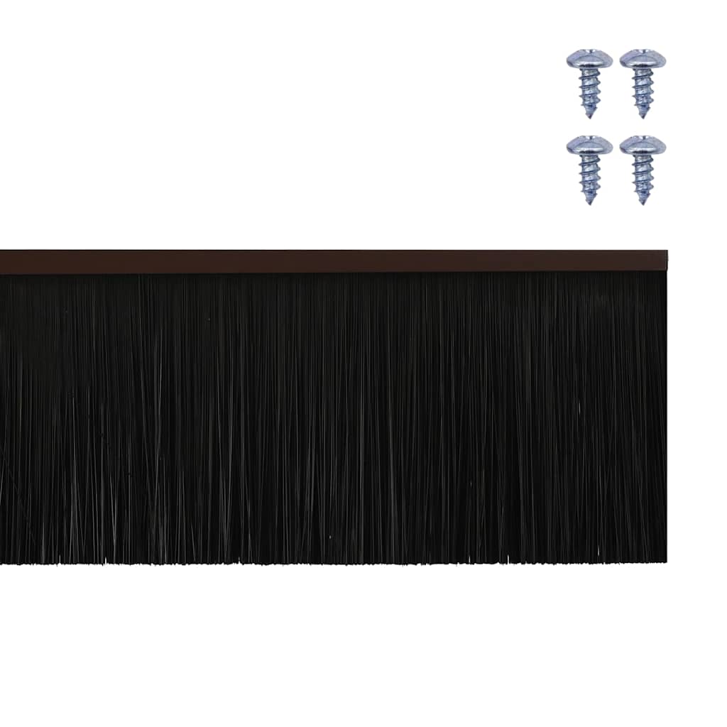 Screw-on Door Brush Seals 12 pcs Brown 100 cm Aluminium Alloy
