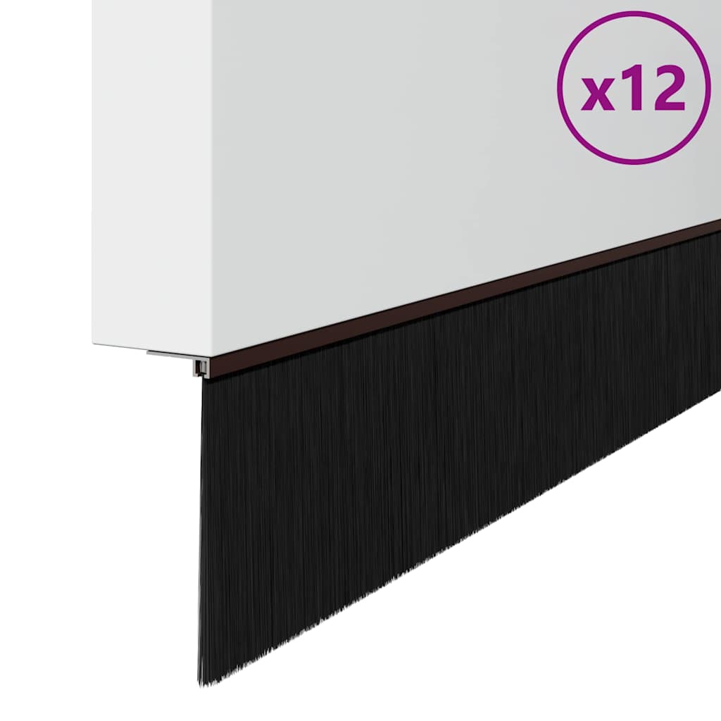 Screw-on Door Brush Seals 12 pcs Brown 100 cm Aluminium Alloy