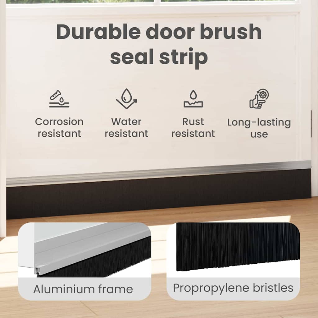 Self-adhesive Door Brush Seals 2 pcs Silver 100 cm