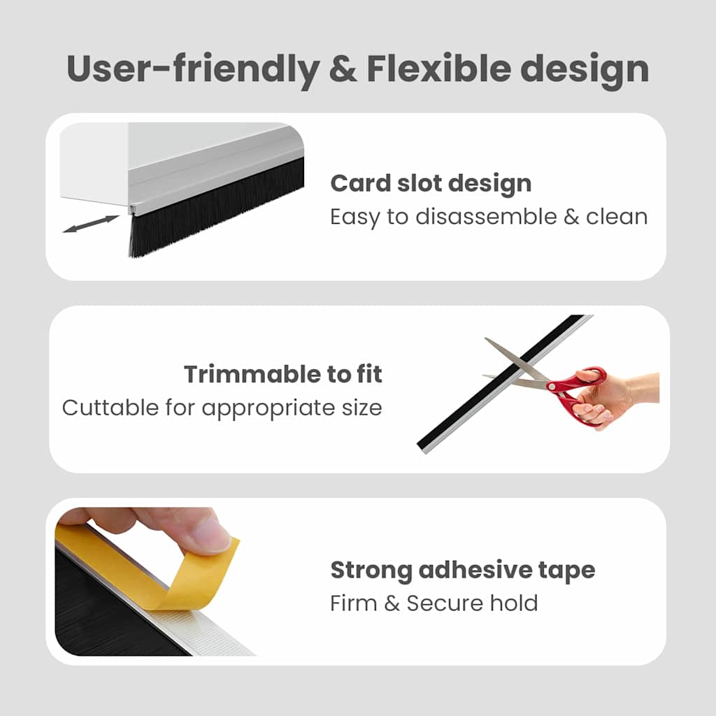 Self-adhesive Door Brush Seals 6 pcs Silver 100 cm
