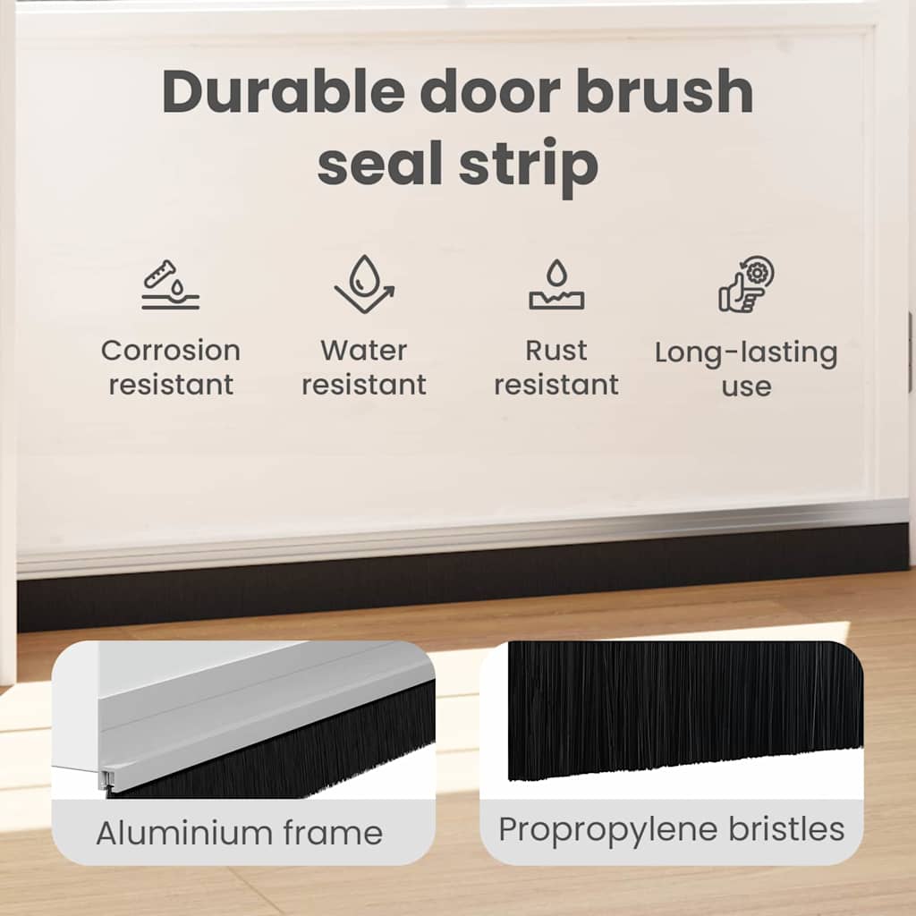 Self-adhesive Door Brush Seals 6 pcs Silver 100 cm