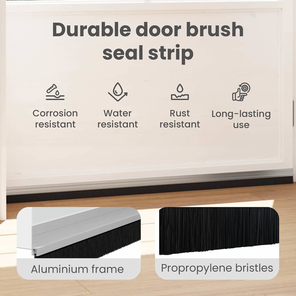 Self-adhesive Door Brush Seals 12 pcs Silver 100 cm