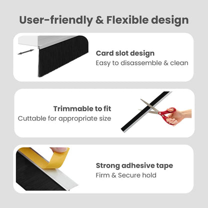 Self-adhesive Door Brush Seals 12 pcs Silver 100 cm