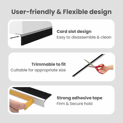 Self-adhesive Door Brush Seals 6 pcs Silver 100 cm