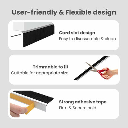 Self-adhesive Door Brush Seals 6 pcs Silver 100 cm