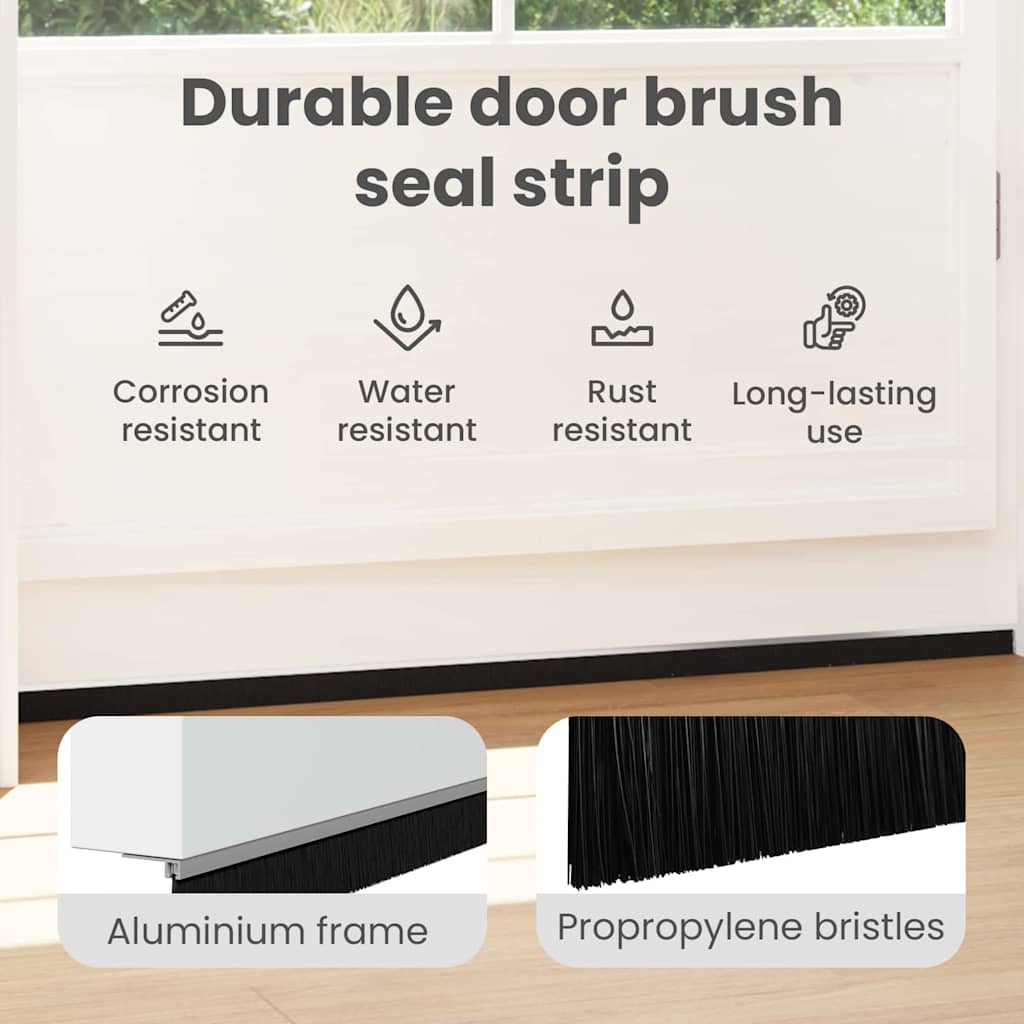 Self-adhesive Door Brush Seals 12 pcs Silver 100 cm