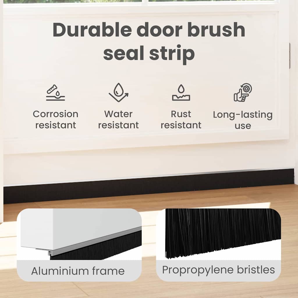 Self-adhesive Door Brush Seals 12 pcs Silver 100 cm