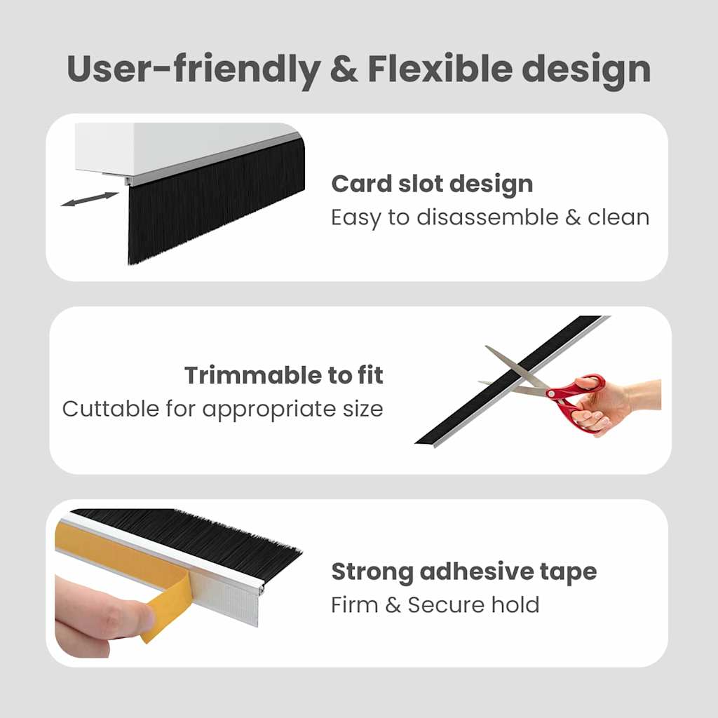 Self-adhesive Door Brush Seals 12 pcs Silver 100 cm
