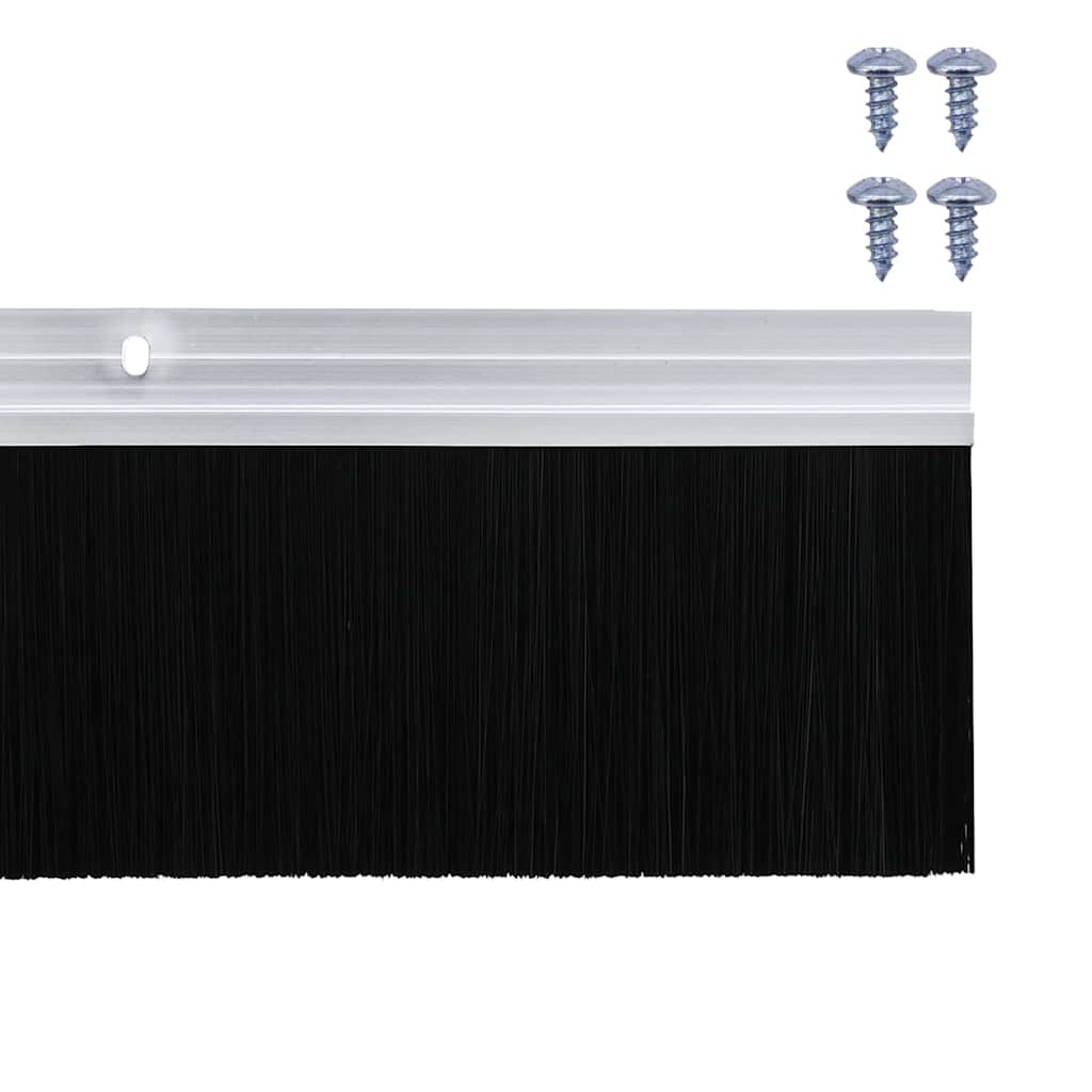 Screw-on Door Brush Seals 2 pcs Silver 100 cm Aluminium Alloy
