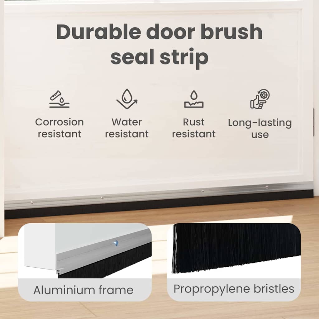 Screw-on Door Brush Seals 6 pcs Silver 100 cm Aluminium Alloy