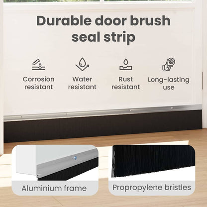 Screw-on Door Brush Seals 6 pcs Silver 100 cm Aluminium Alloy