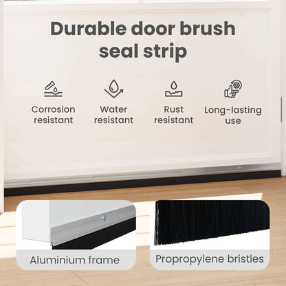 Screw-on Door Brush Seals 12 pcs Silver 100 cm Aluminium Alloy