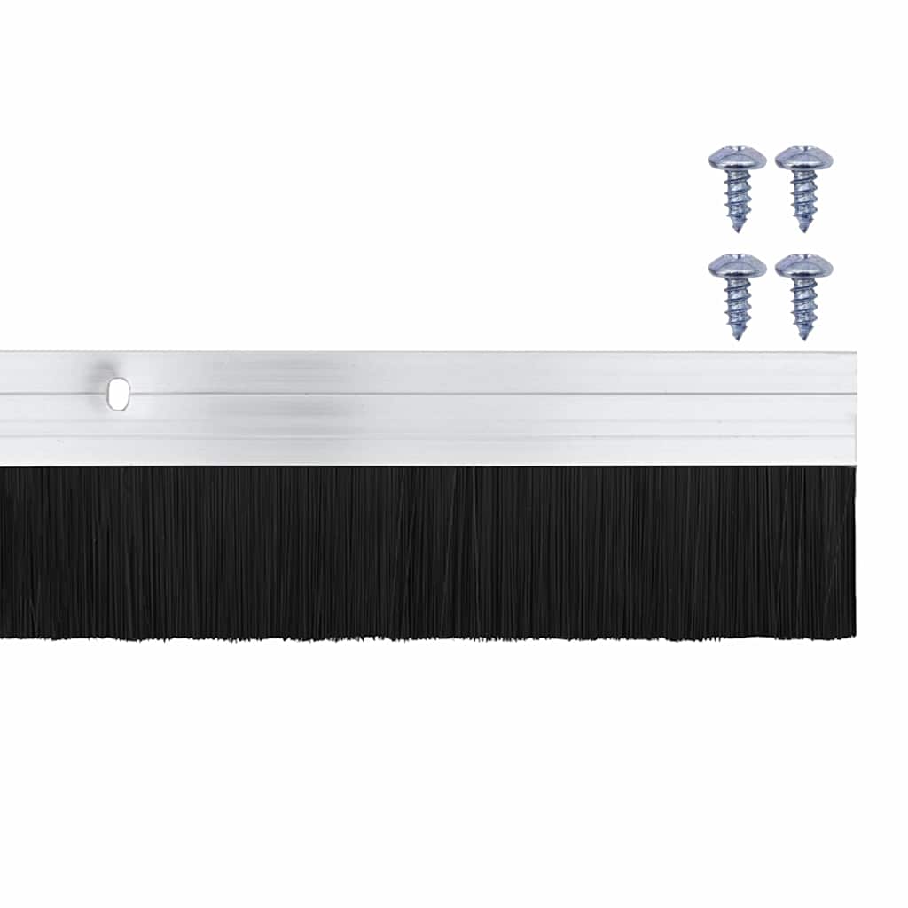Screw-on Door Brush Seals 12 pcs Silver 100 cm Aluminium Alloy